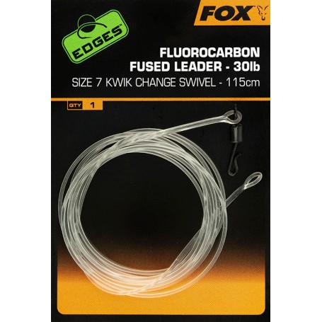 Montage Fox Edges Fluorocarbon Fused Leader 30lbs 115cm Kwik Change swivel