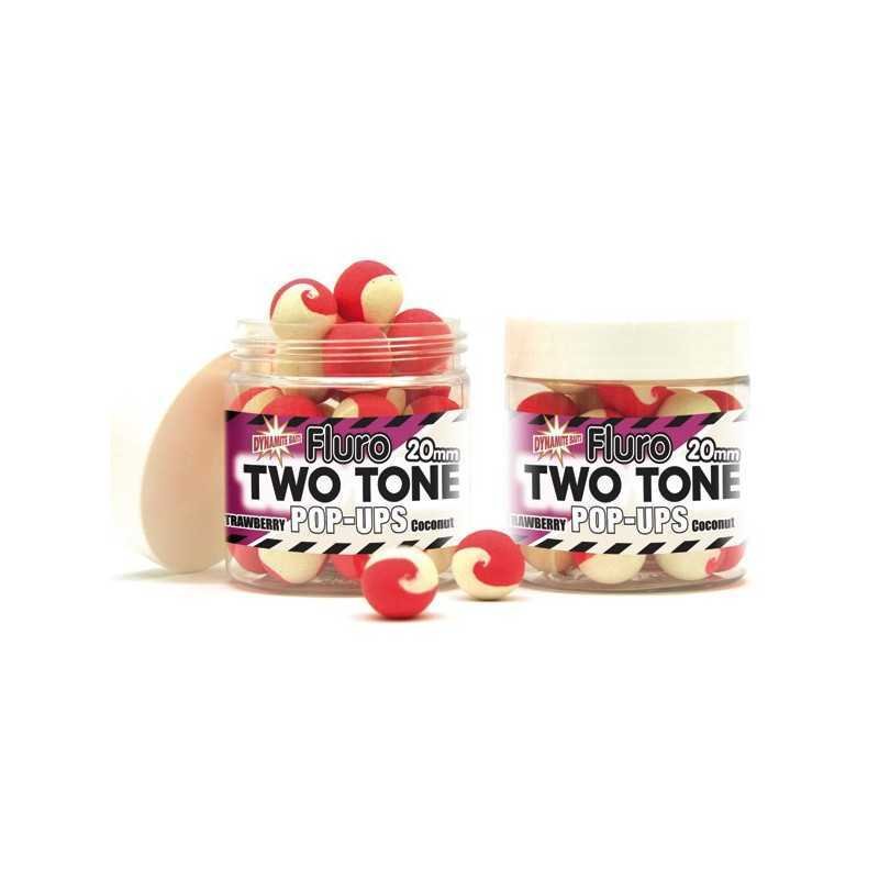 Dynamite Baits Fluro Two Tone Pop Ups Strawberry & Coconut 15mm